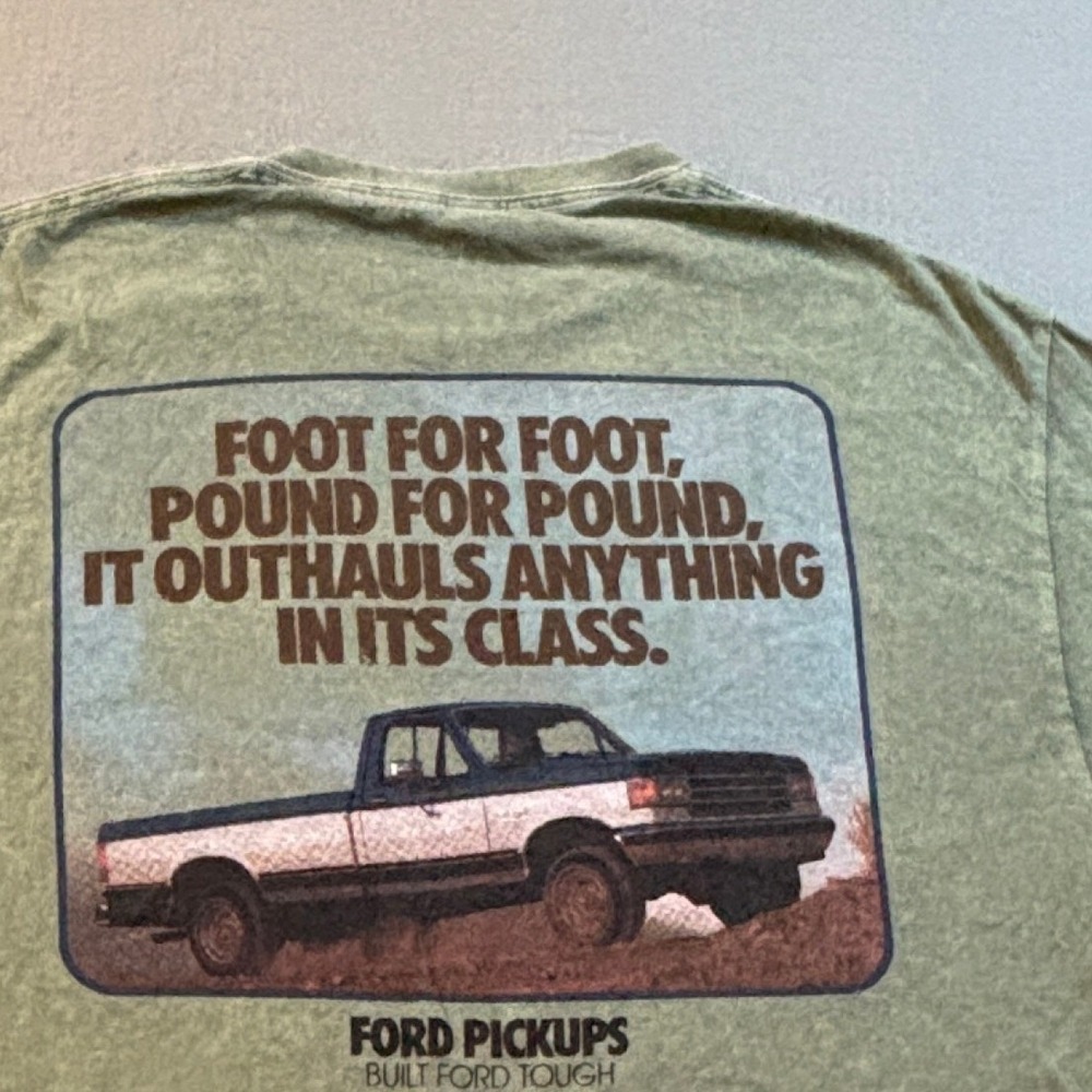 Ford Pickups Built Ford Tough T-Shirt Mens L Green Acid Wash 80s Ford F150